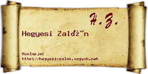 Hegyesi Zalán névjegykártya